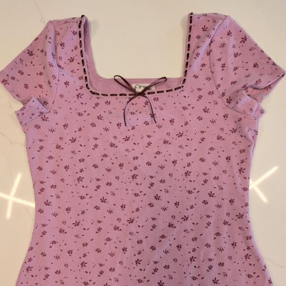 Art Class Girl's Sz XL 14 Cap Short Sleeve Square Neck Ribbed Dress Pink Barbie - Picture 4 of 10